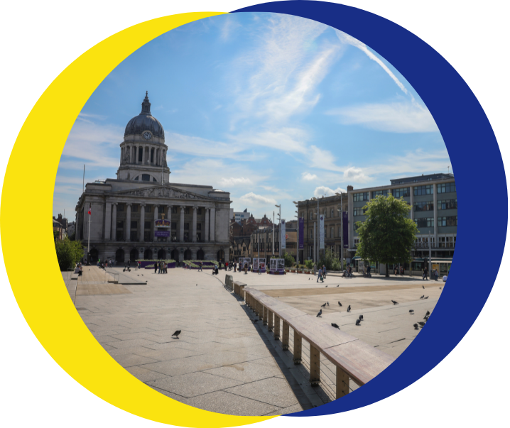 The council house and market square in Nottingham