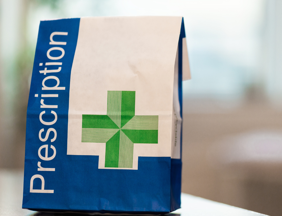 A picture of a prescription bag